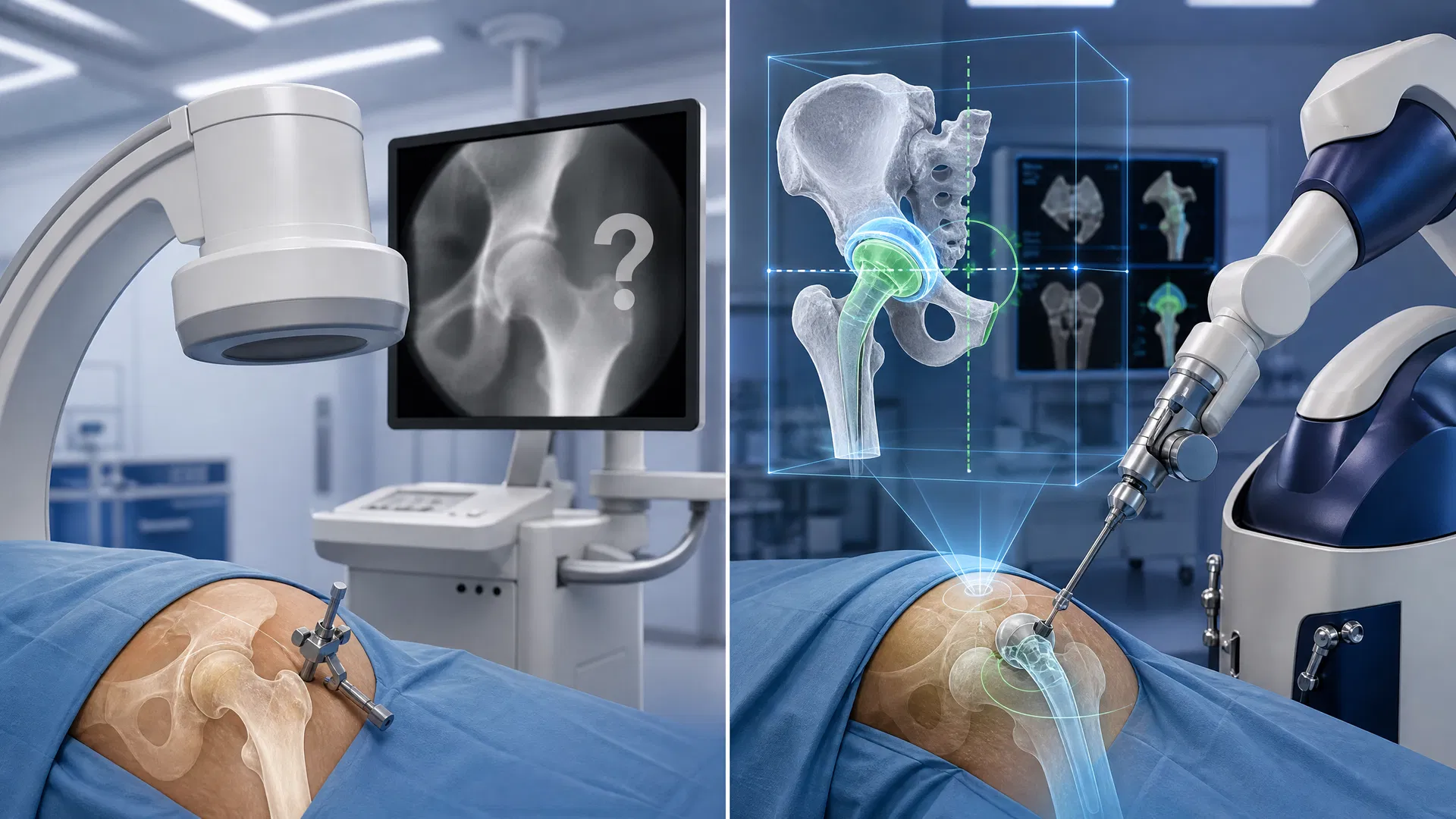Comparison of fluoroscopy and robotic-guided acetabular cup positioning in hip replacement